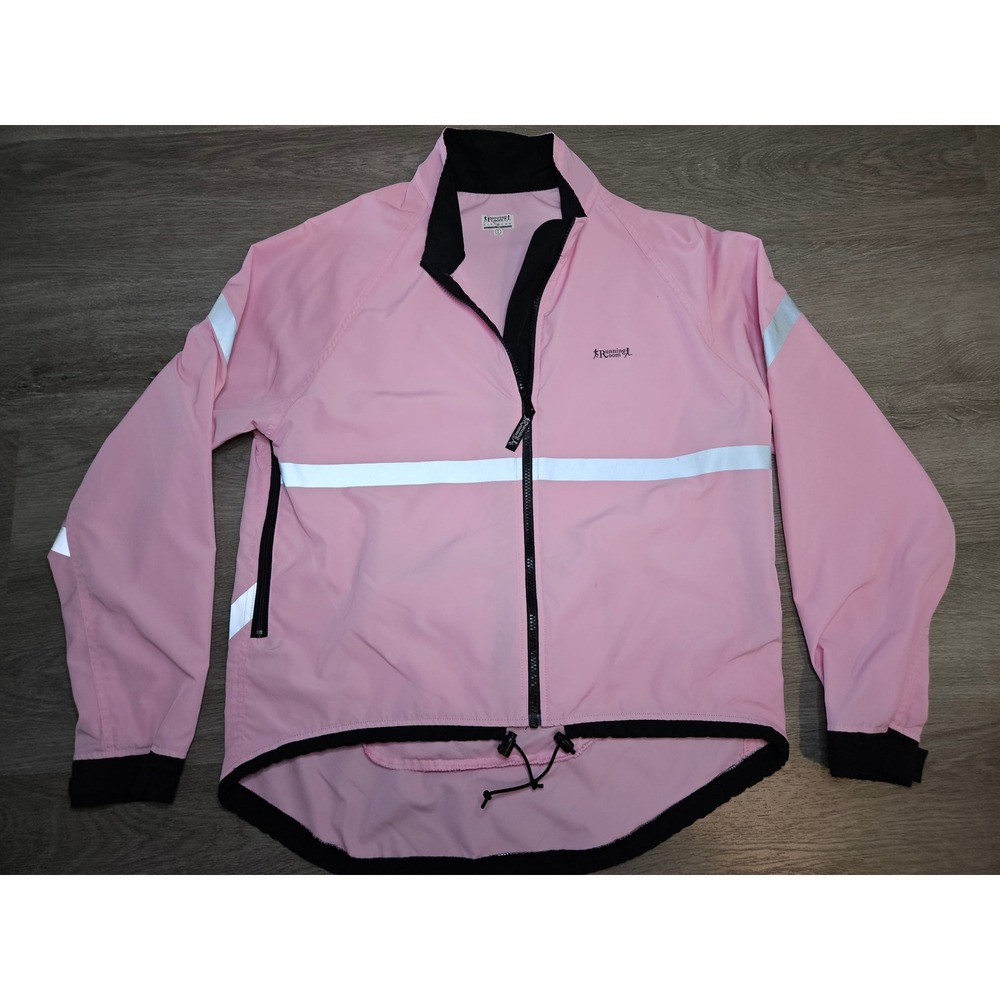 Running Room Vintage Pink Reflective Windbreaker Cycling Jacket Mid-2000s Size M